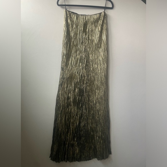 Ralph Lauren Collection Purple Label Metallic Maxi Skirt Pleated Formal Crinkle - Picture 14 of 15
